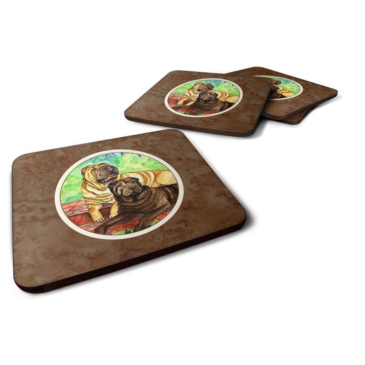 Caroline's Treasures 7070FC Shar Pei Fawn And Chocolate Foam Coasters (Set of 4), 3.5, Multicolor