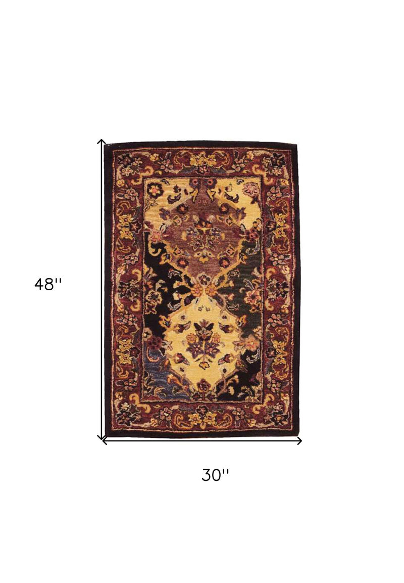 HomeRoots Wool Floral Area Rug image number 3