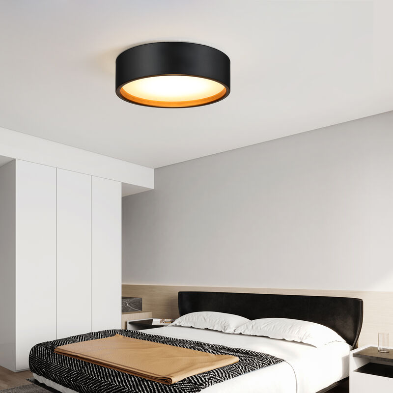 14 in. Modern Black and Gold  Dimmable Integrated LED Flush Mount Ceiling Light image number 4