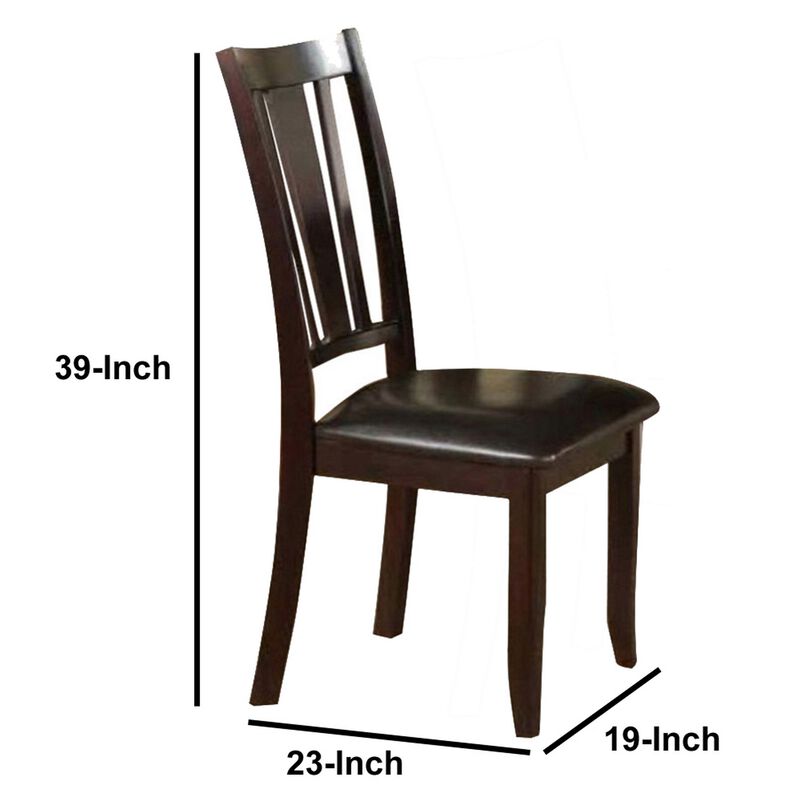 Contemporary Rubber Wood Dining Chair With Upholstered Seat, Set Of 2,Brown-Benzara