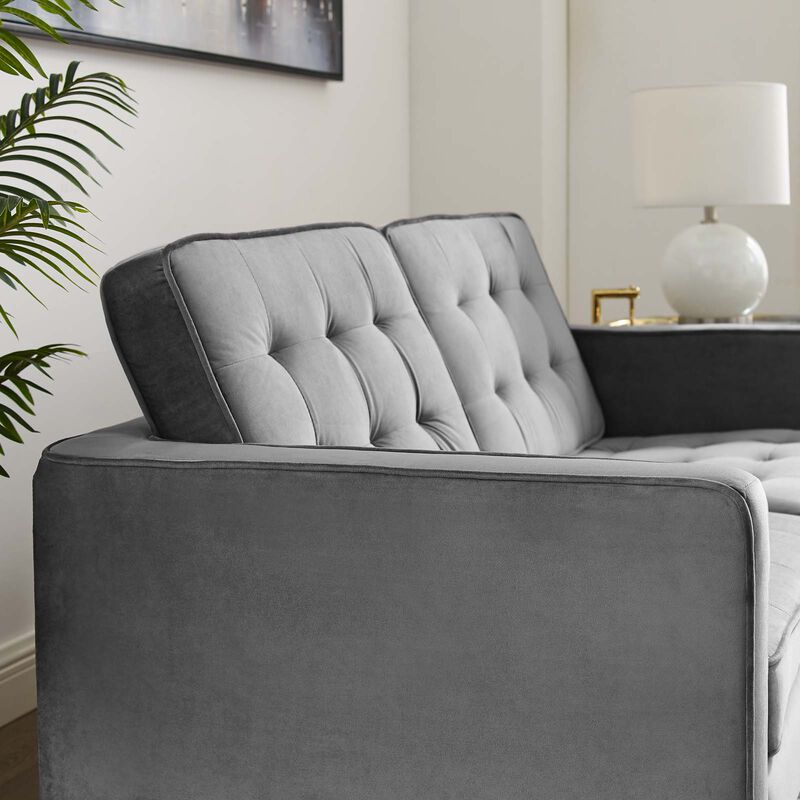 Loft Gold Stainless Steel Leg Performance Velvet Loveseat image number 4