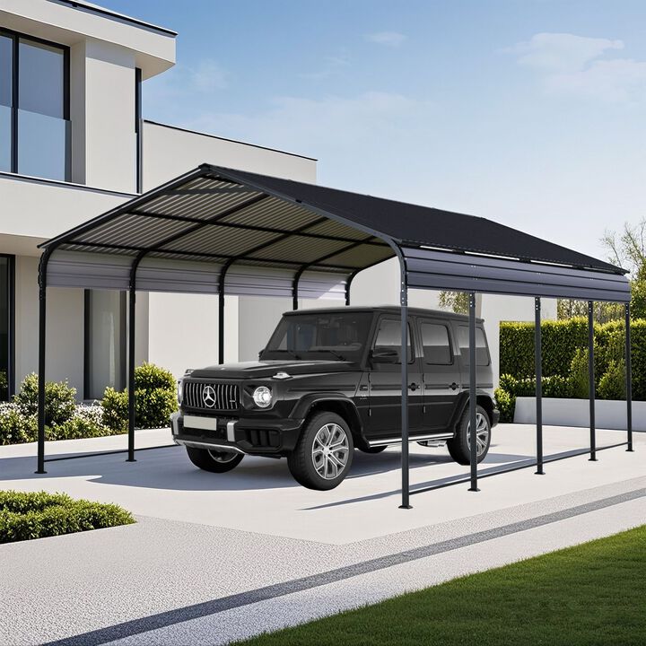 12x20 FT Heavy Duty Metal Carport With Galvanized Steel Roof