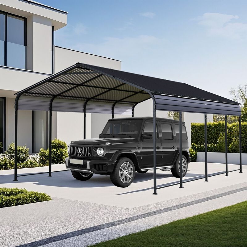 12x20 FT Heavy Duty Metal Carport With Galvanized Steel Roof image number 1