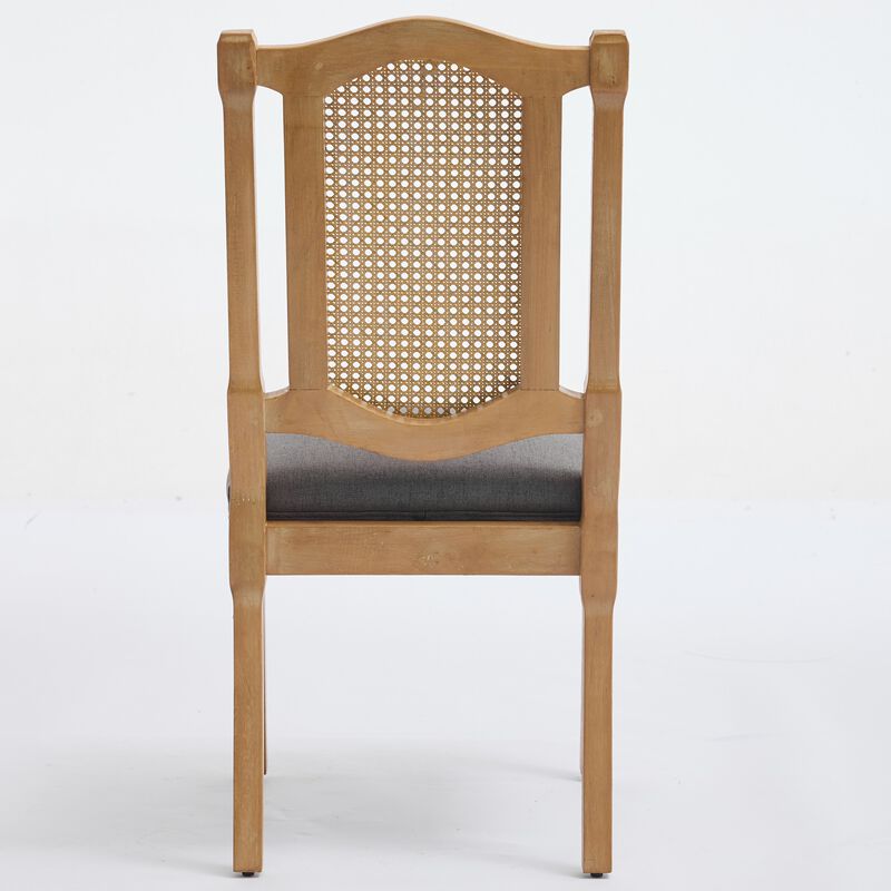 Fidkon Set of 2 Solid Wood Rattan-Back Dining Chairs image number 8