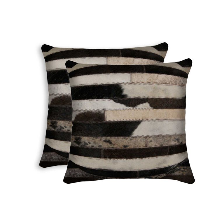 Handcrafted Cowhide Pillow Set of Two for Farmhouse or Lodge Style