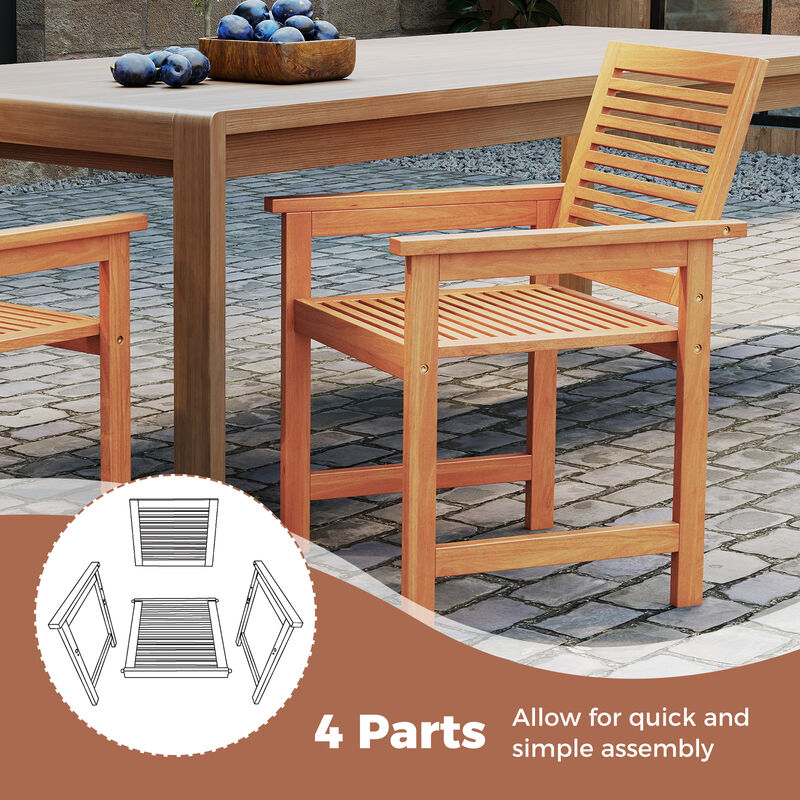 2-Pack Garden Patio Chairs – Solid Wood with Slatted Seat & Reclined Back