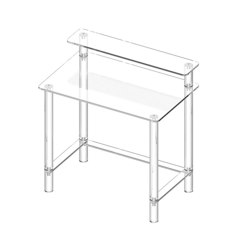 Modern Acrylic Computer Desk with Monitor Stand and Storage image number 4