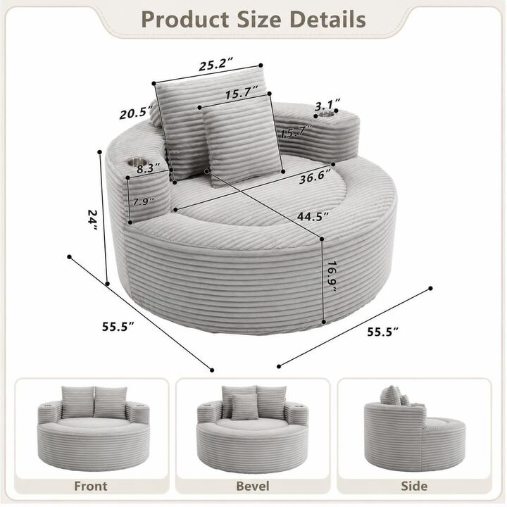 GOODSILO Round Multi-functional Memory Foam Sectional Cloud Sofa Bed Suitable for Small Living Spaces, Apartments and Home Offices