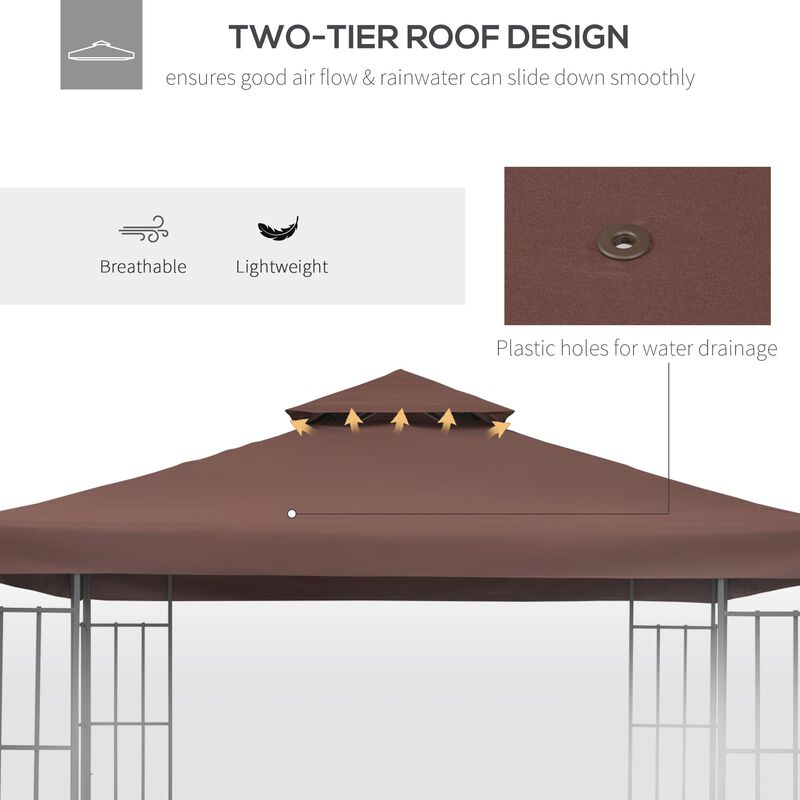 Coffee Gazebo Cover: 10'x10' Replacement 2-Tier Canopy Top