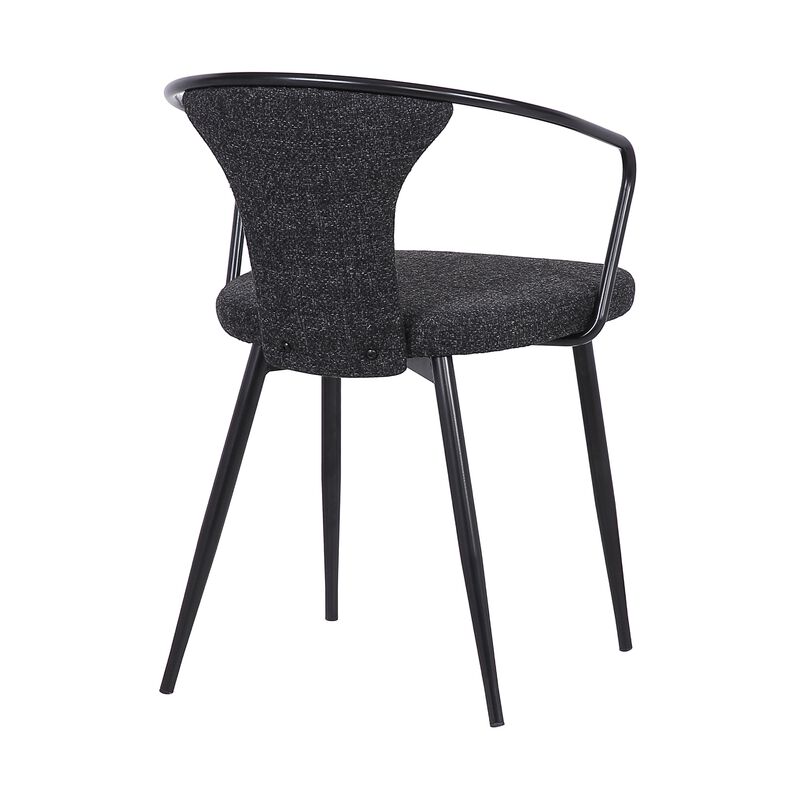 Contemporary Dining Chair in Black Powder Coated Finish and Black Fabric image number 4