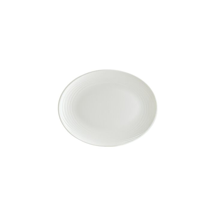 Loop 9.75" x 7.5" x h:1" Oval Warm White Vitrified Platter (Set of 2)