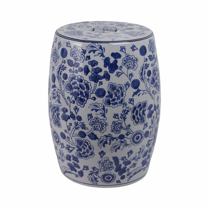 Hydrangea Chinoiserie Stool in Blue image number 3