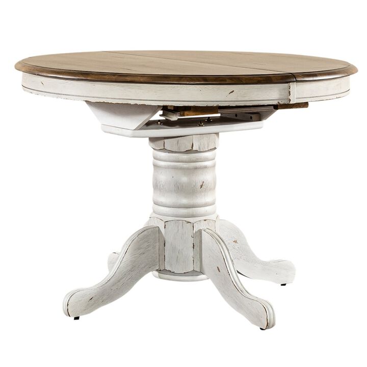 Liberty Furniture Pedestal Table Set- White in Rubberwood Solids