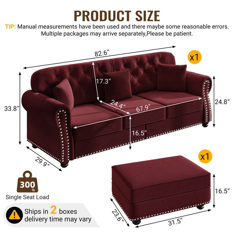 Wurtda Modern Chesterfield Sofa image number 9