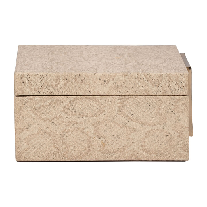 8" Square Metallic Box, Nude