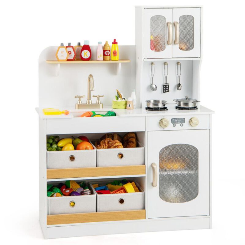 Hivvago Kids Kitchen Playset with Cooking Accessories and Toy Cuttable Veggies