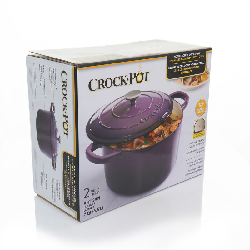 Crock-Pot Artisan 2 Piece 7 Quart Enameled Cast Iron Dutch Oven with Lid in Lavender