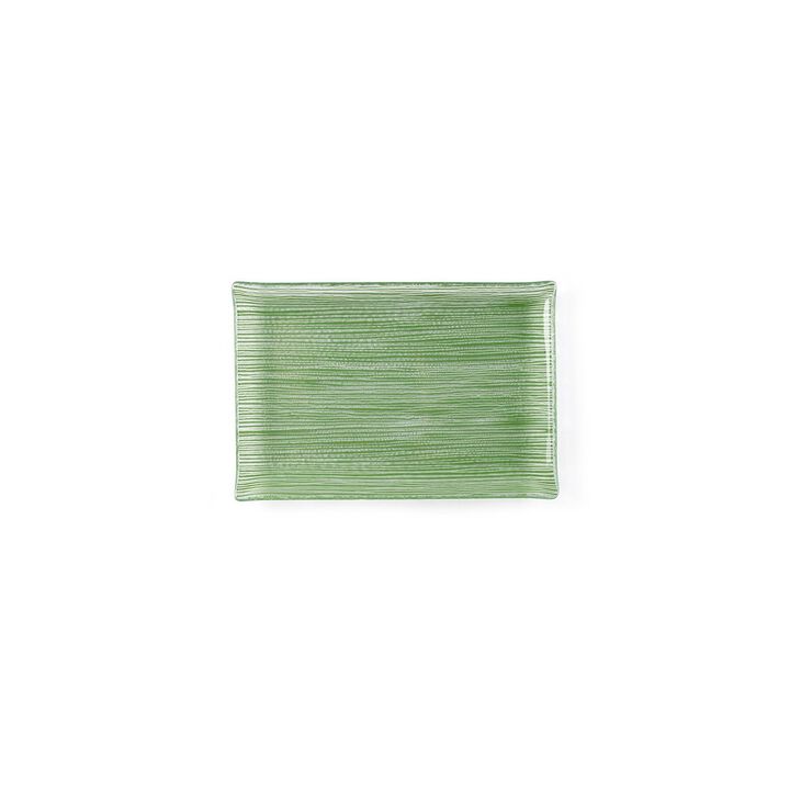 Turgla Fusion Glass 8.5" x 5.75" Rectangular Green Glass Plate (Set of 2)