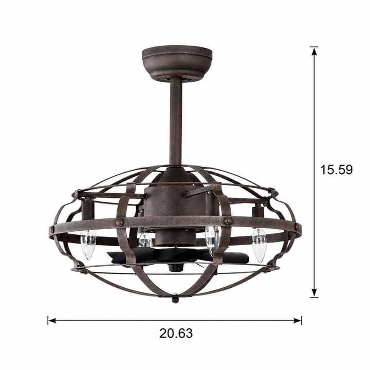 ELEMENT ACE 20.63 Inch Caged Ceiling Fan with Lights, Reversible Silent Fan for Farmhouse, Bedroom, Living Room, Bulbs Not Included