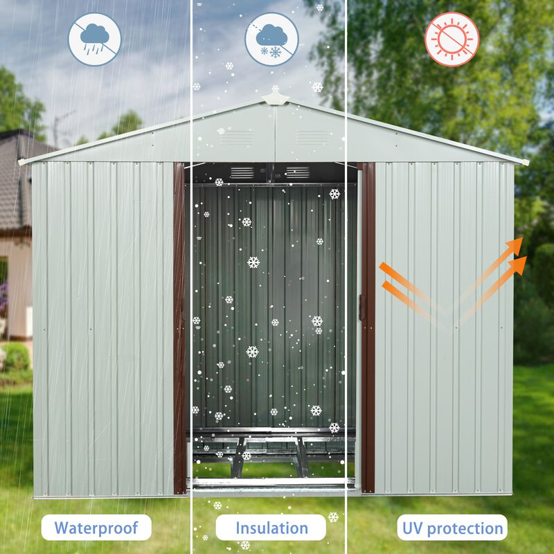 8ft x 4ft Outdoor Metal Storage Shed with metal foundation image number 6