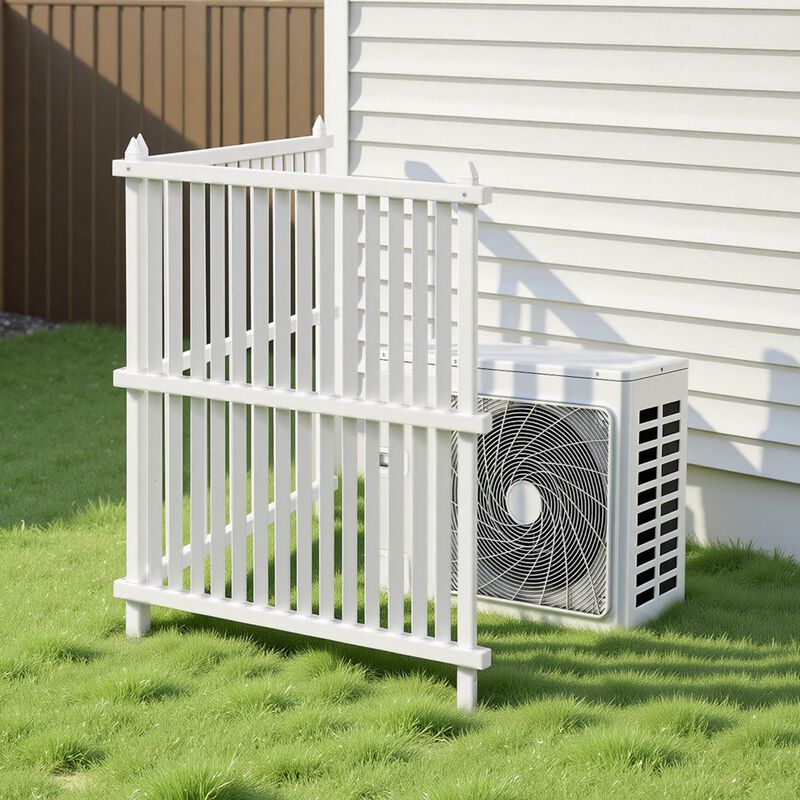 Outdoor Air Conditioner Privacy Fence with Ground Stakes, Vinyl Screen for Trash Cans & Pool Equipment-White image number 1