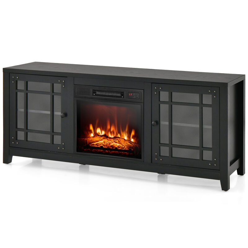 Fireplace TV Stand with Adjustable Shelves for TVs