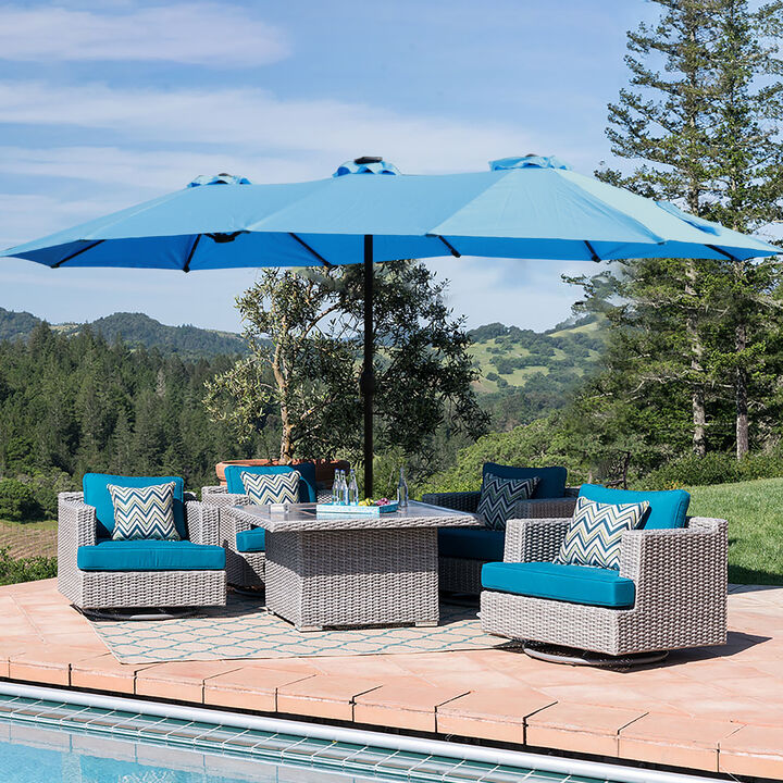 Double-Sided Rectangular Outdoor Twin Patio Umbrella