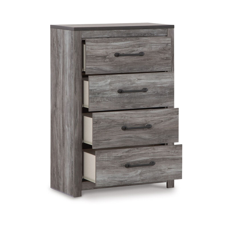 Bono Tall Dresser Chest, 4 Storage Drawers, Wood Grain Gray Finish