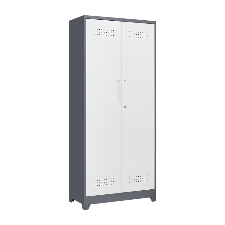 Gray Metal Cleaning Tool Cabinets With Locking Doors