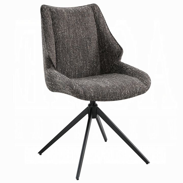 Maik Swivel Side Chair Set of 2, Wingback, Star Iron Base, Brown Chenille