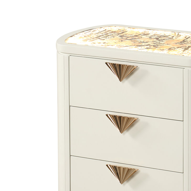 La Pierre High-Gloss Nightstand with 3 Drawers, Rounded Design and Illuminated Top image number 6