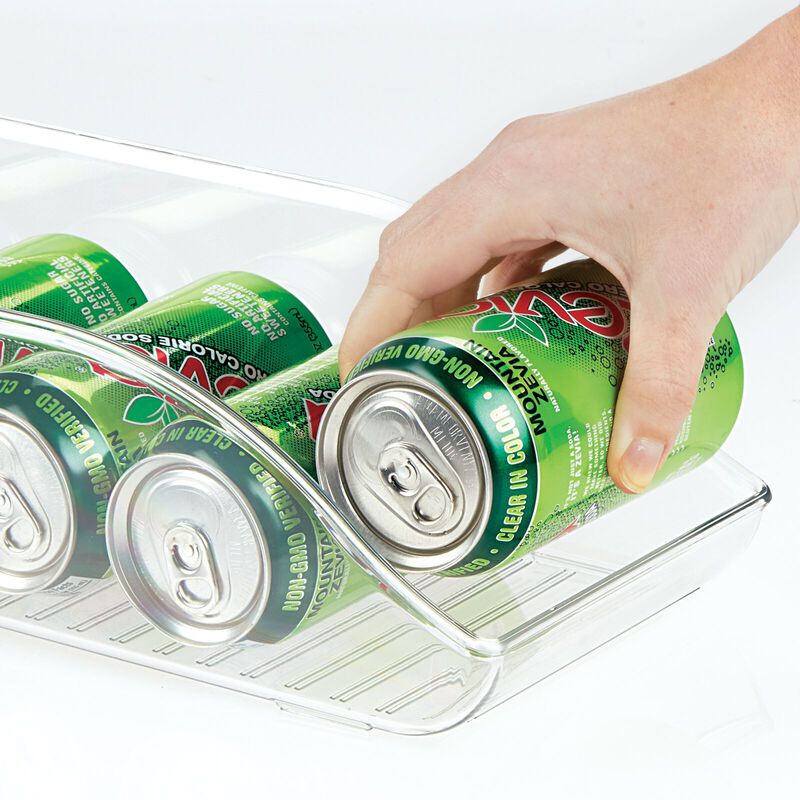 mDesign Long Plastic Soda Can Dispenser Storage Organizer Container Bin, Clear