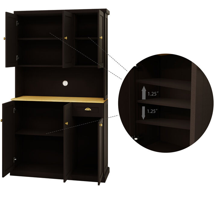 Wood 39.76 in. Pantry Cabinet with Adjustable Shelves