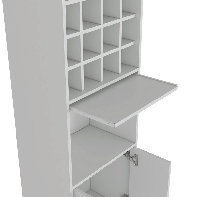 DEPOT E-SHOP Soria Bar Double Door Cabinet, Sixteen Built-in Wine Rack, Concealable Serving Tray, One Shelf, White