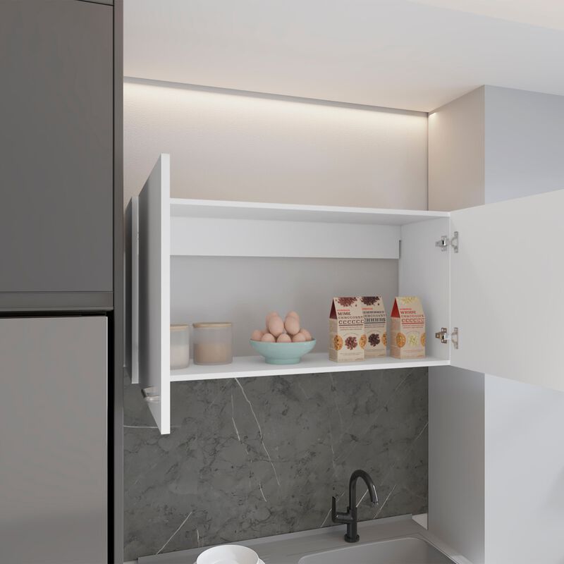 Salento Wall Double Door Cabinet, Two Shelves, White - Kitchen