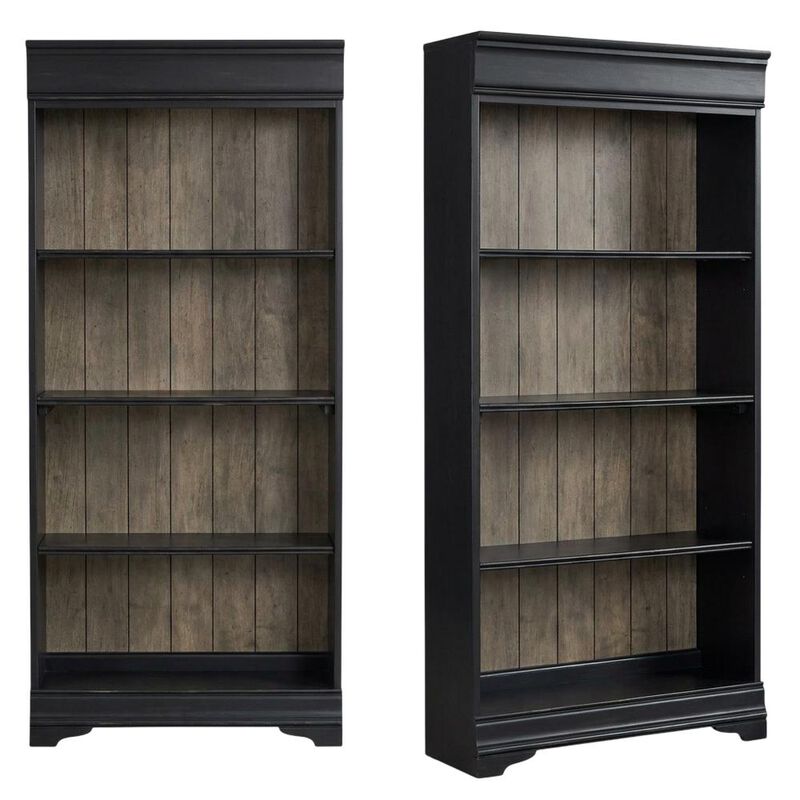 Liberty Furniture Meritage Stepped Bookcase Wall - 4 Piece Set for Home Office - Aged Charcoal image number 0