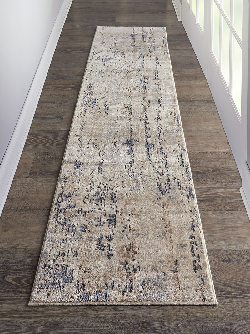 Quarry QUA01 Beige/Gray 2'2" x 7'6" Rug image number 7