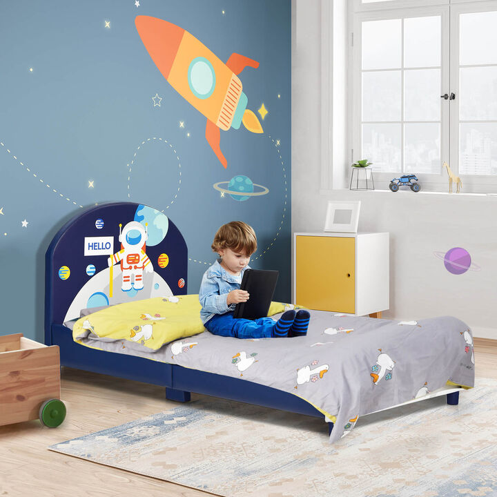 Children's Platform Bed Frame with Upholstered Headboard & Footboard