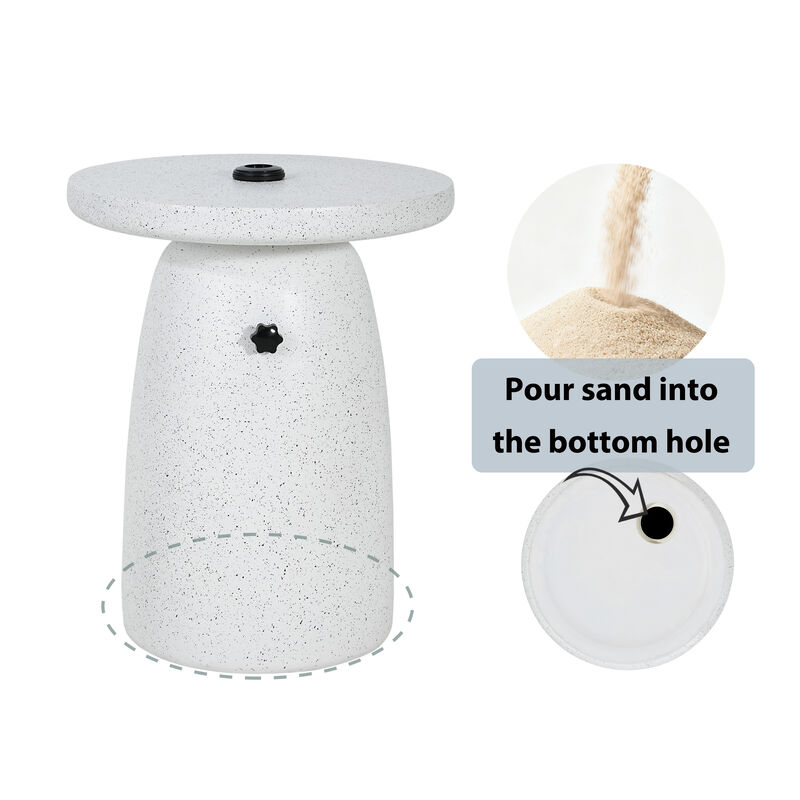 Christopher Knight Home Rysa Patio Lightweight Concrete Side Table with Umbrella Hole and Sand-Filling Design image number 4