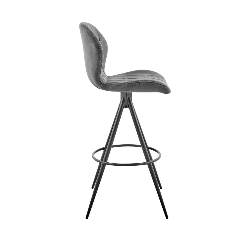 Catalina Bar Height Bar Stool in Charcoal Fabric and Balck Finish