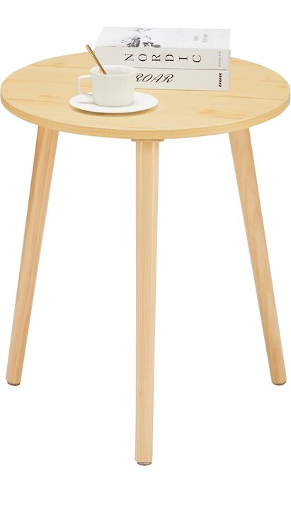 Apicizon Small Round Side Table, Modern Light Wood Side Table Bedside Table Nightstand End Table for Small Spaces, Bedroom, Livi
