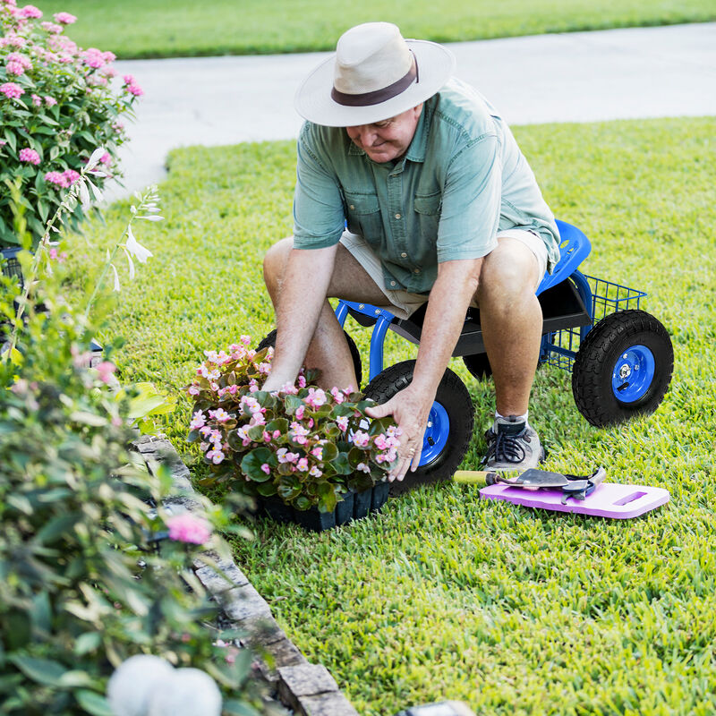 Garden Utility Cart with Sturdy Tool Tray and All-Terrain Wheels
