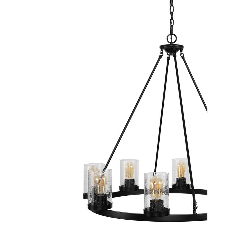 Pablo 8-Light Iron/Seeded Glass Bohemian Cottae LED Chandelier