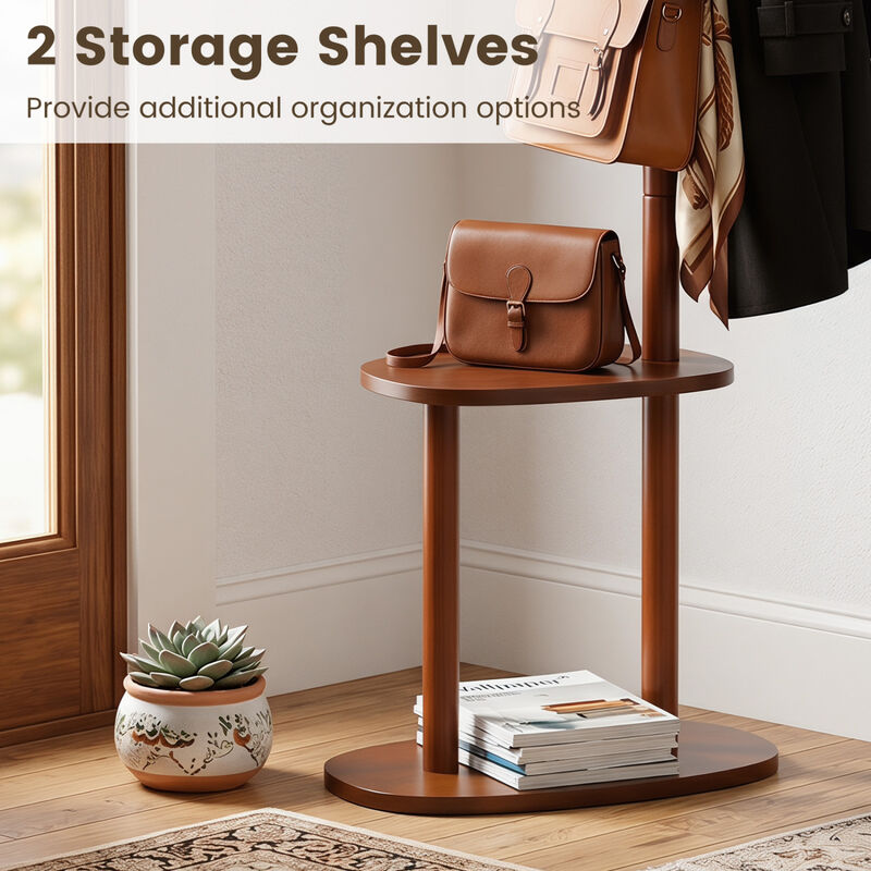 Wall Coat Rack with 8 Hooks and 2 Storage Shelves Organizer image number 6