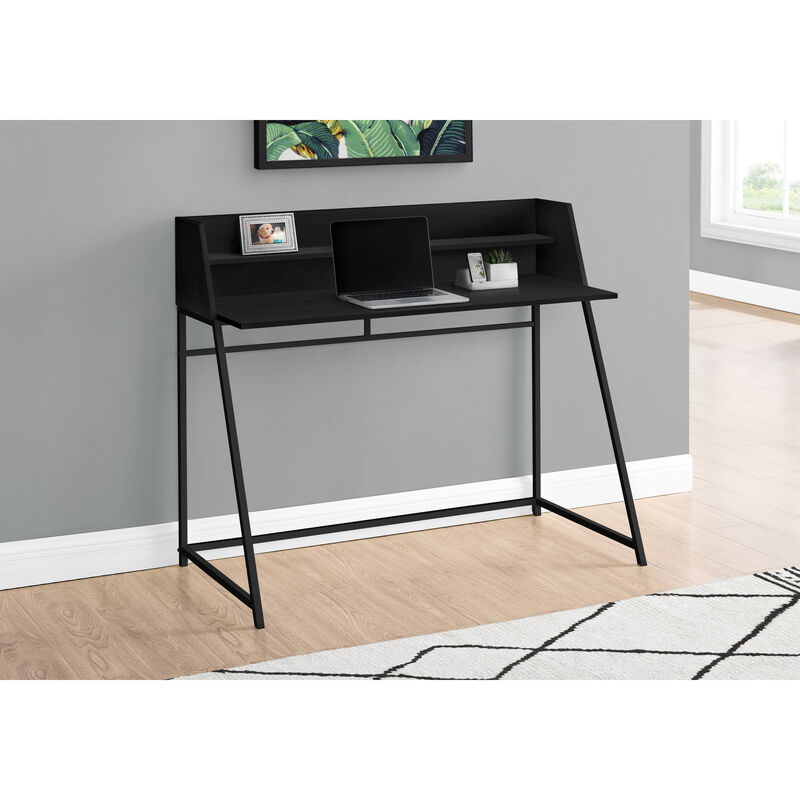 Monarch Specialties I 7547 Computer Desk, Home Office, Laptop, Storage Shelves, 48"L, Work, Metal, Laminate, Black, Contemporary, Modern