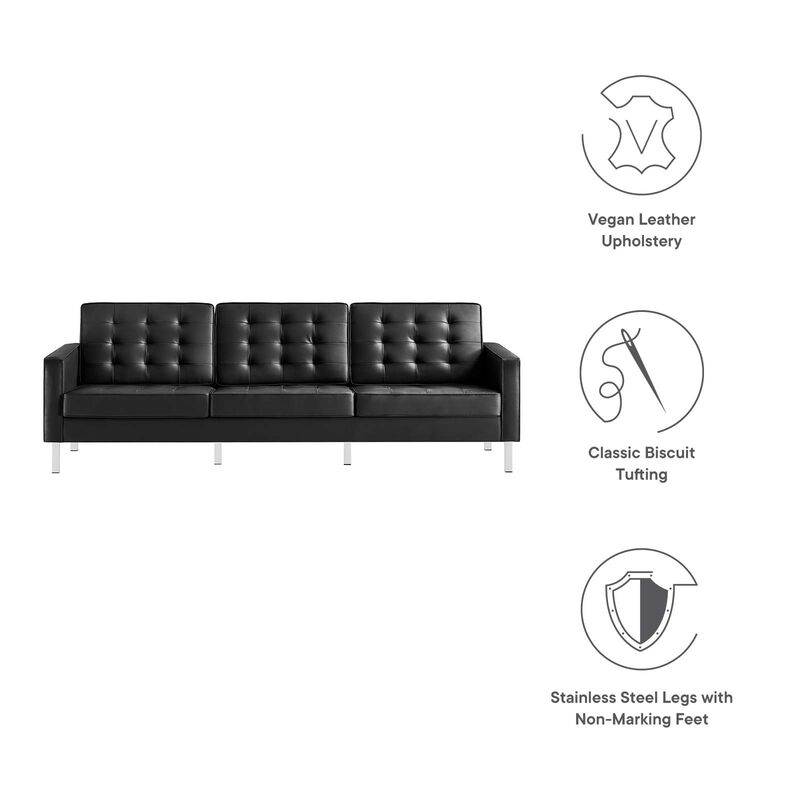 Loft Tufted Vegan Leather Sofa image number 6