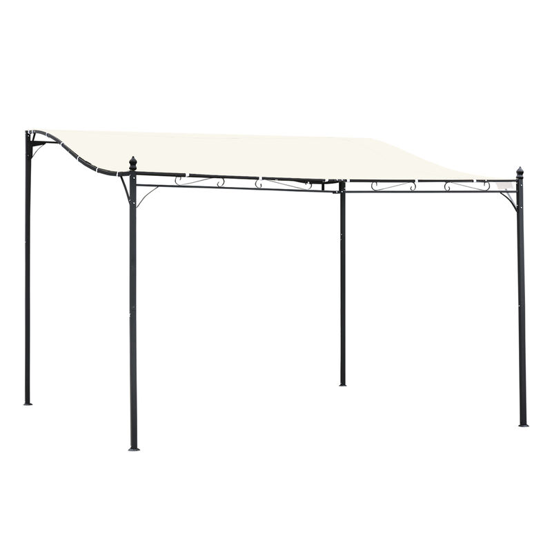 Outsunny 10' x 10' Steel Outdoor Pergola Gazebo, Patio Canopy with Weather-Resistant Fabric and Drainage Holes for Backyard, Pool, Deck, Garden, Cream White