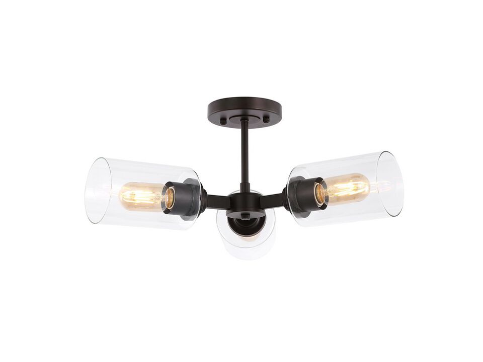 Jaynie 5-Light Farmhouse Industrial Iron Cylinder LED Semi Flush Mount