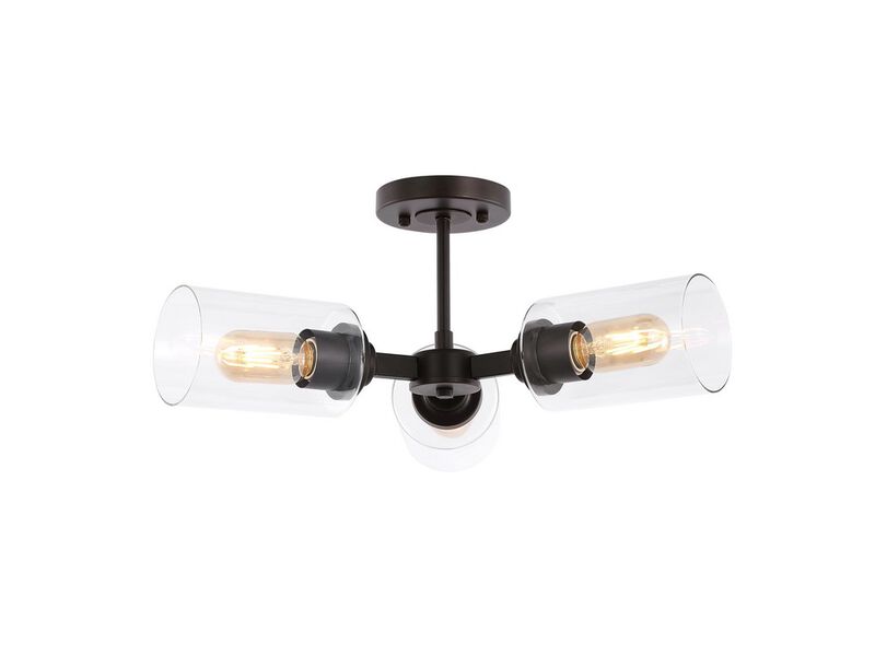 Jaynie 5-Light Farmhouse Industrial Iron Cylinder LED Semi Flush Mount