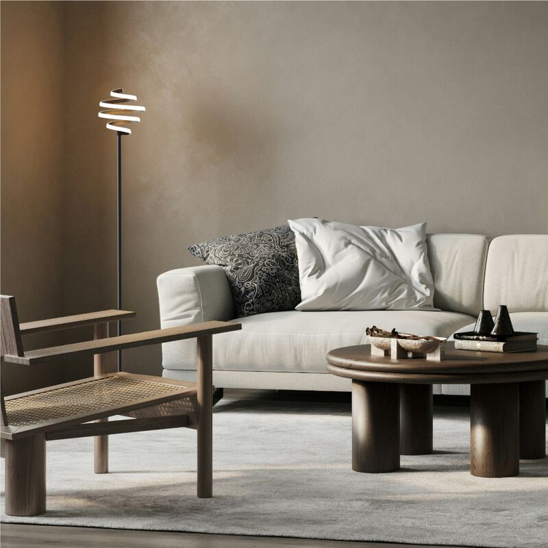 Spiral 24W LED Floor Lamp 59 in. - 3000K Warm White - Stepless Dimming in Matte Black